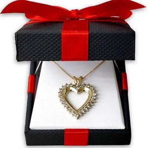 Diamond 14k Yellow Gold Heart Pendant Necklace